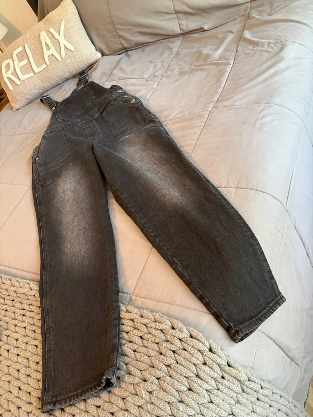 Women NEW 4 Black Overalls Old Navy Slouchy Straight Workwear Non Stretch Denim